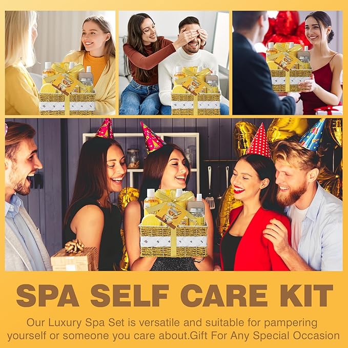Bath & Body Gift Set, 19pcs Vanilla & Honey Almond Scents Bath Gift Baskets Home Spa Gift, Bath Spa Kit For Women and Men Luxury Home Spa Bath Gift Basket, Skin Care Gift Set, Spa Gifts, Pamper Gifts