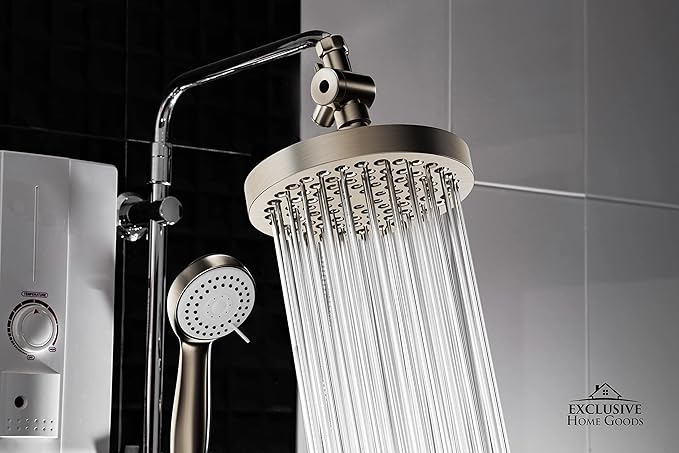 Shower Head With Handheld Combo, 6 Inch High Pressure Rainfall Showerhead With Hand Held 70 Inch Hose for Bath - Adjustable Swivel Shower Head Spray Anti-leak Nozzles - Universal Fit