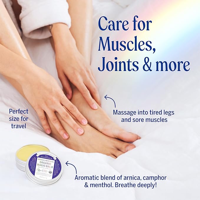 Dr. Bronner's - Organic Magic Balm - Arnica-Menthol, Made w/Organic Beeswax & Hemp Oil, Moisturizes & Soothes Hands, Face, & Body (2 oz, 2-Pack)