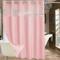 Conbo Mio Extra Wide No Hook Shower Curtain with Snap in Liner Set, 108" x 74" Hotel Luxury Pink Shower Curtains for Bathroom with See Through Top Window, Waterproof, Washable 108W x 74H