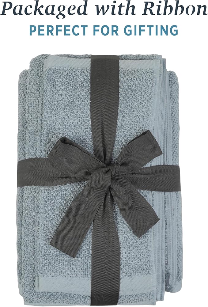 Welhome Franklin 100% Cotton Popcorn Textured Towel Set - 6 Piece 600 GSM, Soft & Plush, 2 Bath Towels, 2 Hand Towels, 2 Washcloths, Dusty Blue