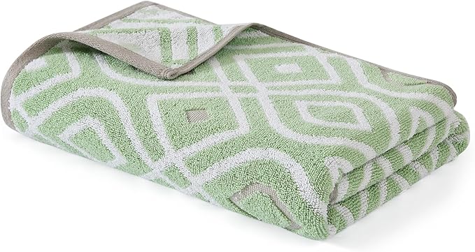 Modern Threads Oxford 6-Piece 100% Cotton Towel Set – Yarn Dyed Jacquard & Solid – Includes 2 Bath Towels, 2 Hand Towels, 2 Washcloths – Absorbent, Quick Dry, Soft & Durable – Sage Green