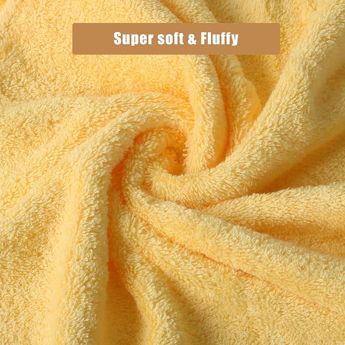 SEMAXE Hand Towel for Bathroom, 100% Combed Cotton Towel with Hanging Loop, Hotel Quality Absorbent Towel, Solid Colored Simple Style, 1 Pc Yellow Hand Towel, 550 GSM, 27" L x 16" W