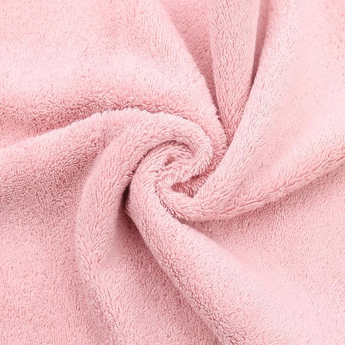 Monogrammed Hand Towel, Personalized Initial Gift, Extra Absorbent 100% Turkish Cotton - Soft Terry Finish - Set of 2 - Black Block Initial R - Embroidered on Pink Towels
