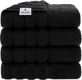 American Soft Linen Luxury 4 Piece Bath Towel Set, 600 GSM 100% Cotton Turkish Bath Towels for Bathroom, 27x54 in Extra Large Bathroom Shower Towels, Black