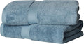 Superior Egyptian Cotton Pile Bath Towel Set of 2, Ultra Soft Luxury Towels, Thick Plush Essentials, Absorbent Heavyweight, Guest Bath, Hotel, Spa, Home Bathroom, Shower Basics, Denim Blue