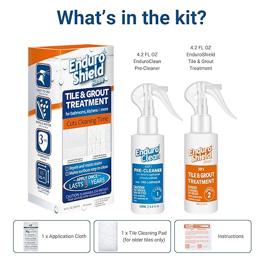 EnduroShield Tile & Grout Treatment Kit - Advanced Protection for Tile & Grout Surfaces - Repels Grime & Dirt Without Harsh Chemicals - 4.2 fl oz
