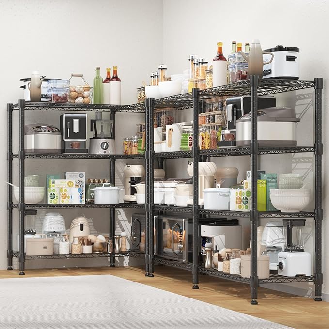 Homdox Heavy Duty Storage Shelves, 4 Tier Wire Shelving Unit, Adjustable Metal Shelves for Storage, Garage Rack Pantry Shelves Kitchen Shelving, 14"x60"x60", Black