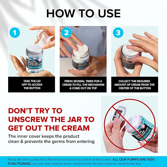 SimplyVital Collagen, Retinol & Hyaluronic Acid Cream - Anti-Aging Retinol Cream for Face, Neck & Décolleté - Made in USA - Daily Moisturizer Face Cream - 3.38 fl oz