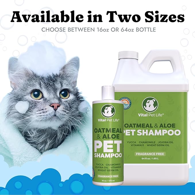 Dog Shampoo with Oatmeal, Aloe Vera, Chamomile, Jojoba Oil, Vitamin E - Natural Ingredients, Helps Allergies Dry Coats & Itchy Sensitive Skin, No Parabens or Artificial Dyes, 16 oz
