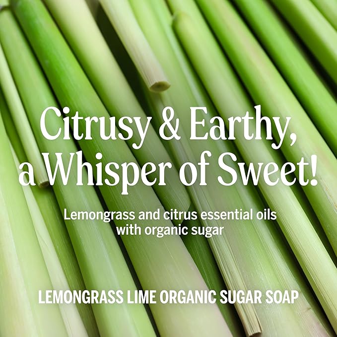 Dr. Bronner's - Organic Sugar Soap (Lemongrass, 24 Ounce) - Made with Organic Oils, Sugar and Shikakai Powder, 4-in-1 Uses: Hands, Body, Face and Hair, Cleanses, Moisturizes and Nourishes, Vegan