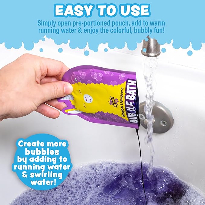 Tub Works® Magical Kids Bubble Bath, Variety 12 Pack | Creates Colorful Water & Tons of Foam Bath Bubbles | Nontoxic | Character-Themed Bubble Bath for Kids | Pink, Purple & Teal Bath Colors