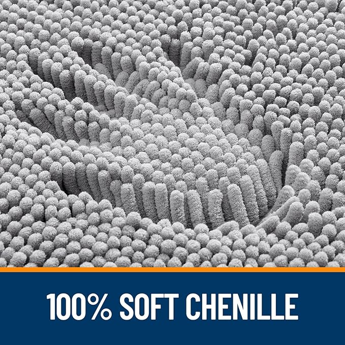 OLANLY Bathroom Rugs Sets 2 Piece, Soft Absorbent Chenille Bath Mats and U-Shaped Contour Toilet Mat Area Rug Set, Machine Washable Bath Carpet, Home Decor Accessories(24"x16"+24"x20", Grey)