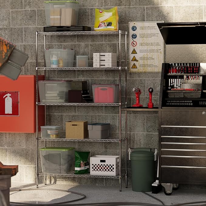 14" Deep x 48" Wide x 86" Height Wire Shelving Kit | 5-Tier | NSF Commercial Storage Rack Unit