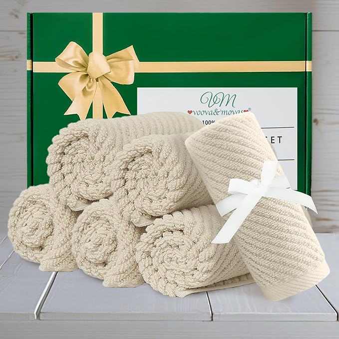 Cotton Washcloths - 6PC 13"x13" | Quick Dry | Soft | Light Weight | Absorbent | Hotel Quality, Luxury Wash Cloths for Body, Hand Towels for Bathroom & Showering, Towel Gift Set, Beige | Tan