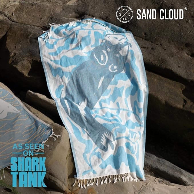 Sand Cloud Oversized Turkish Beach Towel (Mr Otter) - 100% Certified Cotton Turkish Bath Towels - Sand Free & Quick Dry Large Beach Towel for Pool, Yoga, Picnic & Travel - As Seen on Shark Tank
