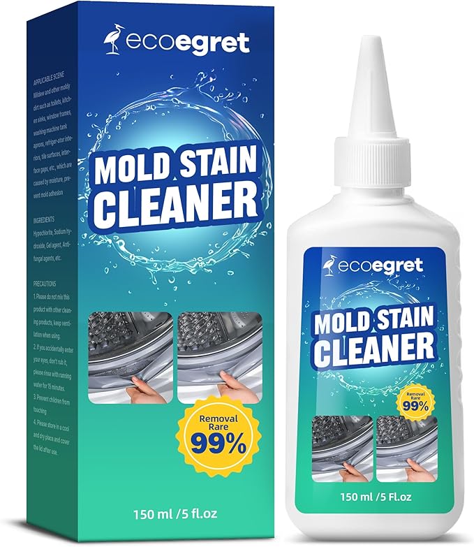 Mold Stain Remover Gel (5 Fl Oz), Multifunctional Mold Stain Remover, Heavy Duty Stain Gel Cleaner for Front Loader Washing Machine Seal, Bathroom Grout, Shower, Caulk