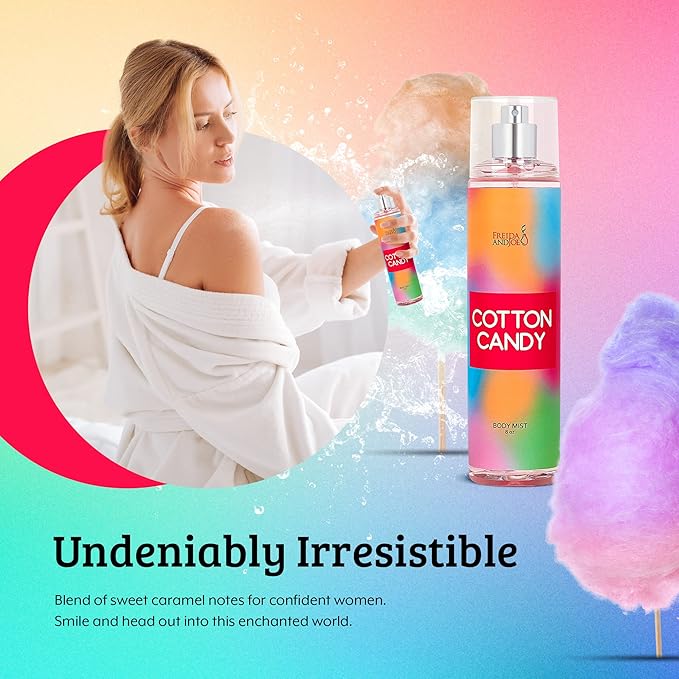 Cotton Candy Body Mist Spray 8 oz Fine Fragrance, Gift for Her Sweet and Playful Scent