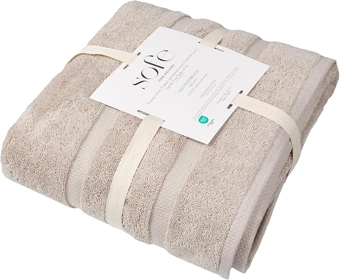 SOFE H&L | Olea Luxury Turkish Cotton Bath Towel Set of 1 : 1 Jumbo Bath Towel - Sand | Premium, Soft, Durable, Absorbent | XL Bath Towels Oversized