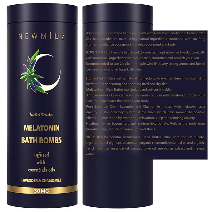 Sleep Well Bubble Bath Bombs Melatonin Infused Lavender Chamomile Essential Oils Luxurious Bath for Dry Skin Perfect Self Care Gifts for Women and Men
