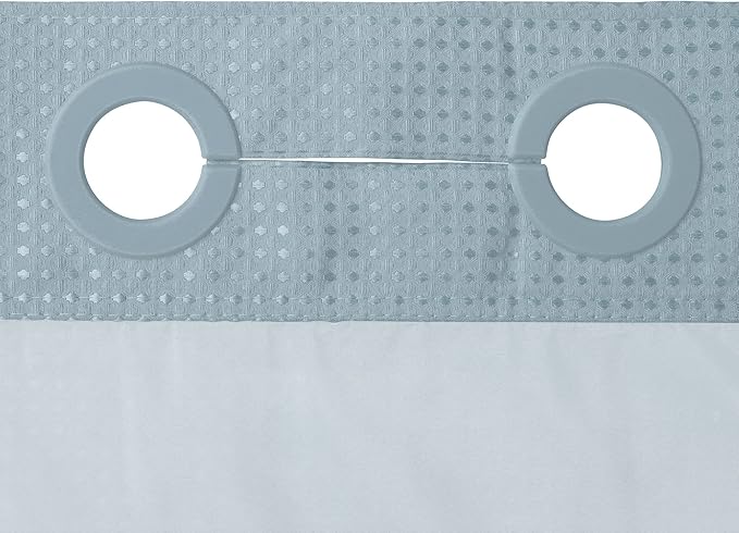River Dream Heavyweight No Hooks Required Dotted Waffle Weave Shower Curtain with Snap in Liner -Stall 54W x 80H,Hotel Grade,Spa Like Bath Curtain,Blue