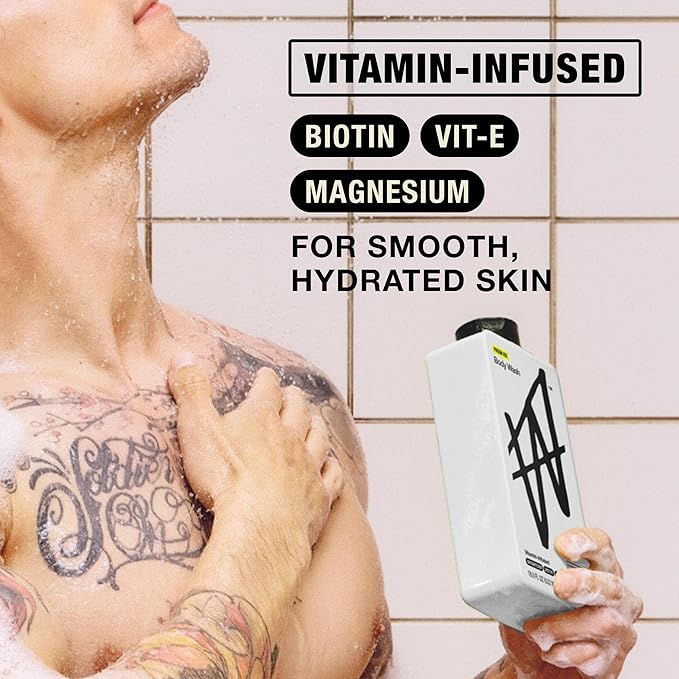 W By Jake Paul Exfoliating Body Wash for Men, Vitamin-Infused, Hydrating Shower Gel, Fresh Ice, 18 fl oz (Pack of 2)