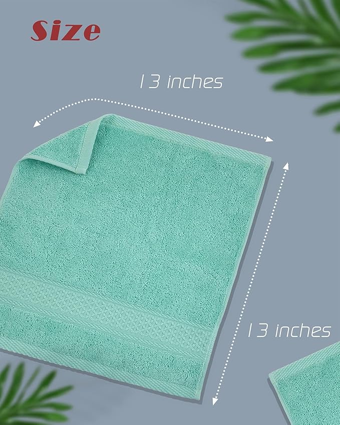 Cleanbear Washcloths for Your Body 100% Cotton Facecloths Extra Soft Bathroom Washcloths - 13 by 13 Inches (Teal)