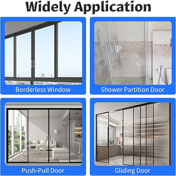 Shower Door Side Seal Strip,79 Inch H-Type Frameless Shower Door Seal, H-Type Shower Door Sweep for 1/4"(6mm) Thick Glass