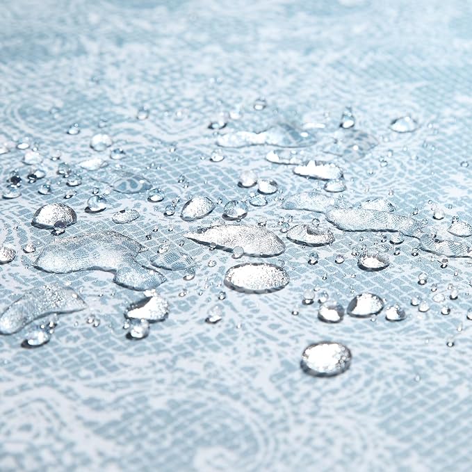 Chantilly Lace Shower Curtain - Heavyweight Polyester, Storm Blue to White Ombre Design, 72" W x 72" H