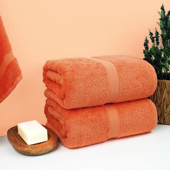 Chakir Turkish Linens, 100% Cotton Premium Quality Turkish Bath Sheets (35''x70'' Large Bath Sheet Towels - Coral)