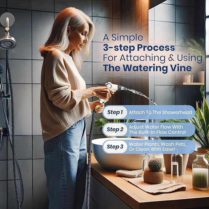 Indoor Hose Attachment with Handheld Sprayer for Dog Washing, Plant Watering, and Cleaning (50 FT) Long Hose with Universal Shower Head Adapter and Dog Shower Attachment