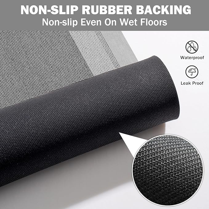 Non Slip Bath Mat, Rubber Backing Ultra Thin Bathroom Rugs Fit Under Door Quick Dry Super Absorbent Washable Bath Rug Shower Mat for Bathroom Floor Bathtub Shower Sink, Easy Care Gray 20"x 32"