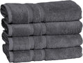 Mosobam Luxury Turkish Set of 4 Hand Towels 16X30 Charcoal Gray (Dark Grey) 700 GSM Bamboo Viscose & Aegean Turkish Combed Cotton