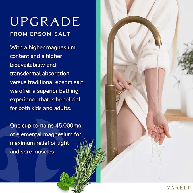 Yareli Magnesium Flakes, 5lb Rosemary Peppermint, Dead Sea Bath and Foot Soak, Alternative to Epsom Salt with Over 250,000mg of Magnesium Chloride Per Bag