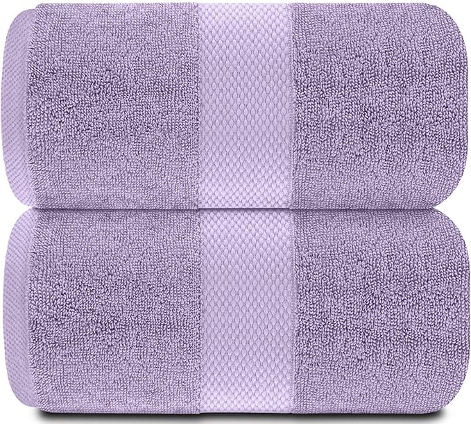 White Classic Luxury Soft Bath Sheet Towels - 650 GSM Cotton Luxury Bath Towels Extra Large 35x70 | Highly Absorbent and Quick Dry | Hotel Quality Extra Large Bath Towels Oversized, Lavender, 2 Pack