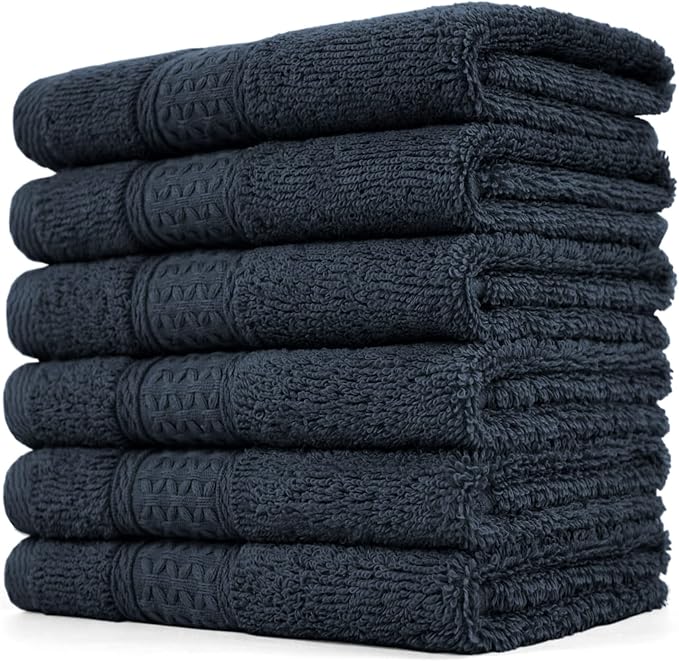 Cleanbear Extra Soft Wash Cloths Washcloths Set 6-Pack 13 x 13 Inches, Highly Absorbent Facecloths (Dark Gray)