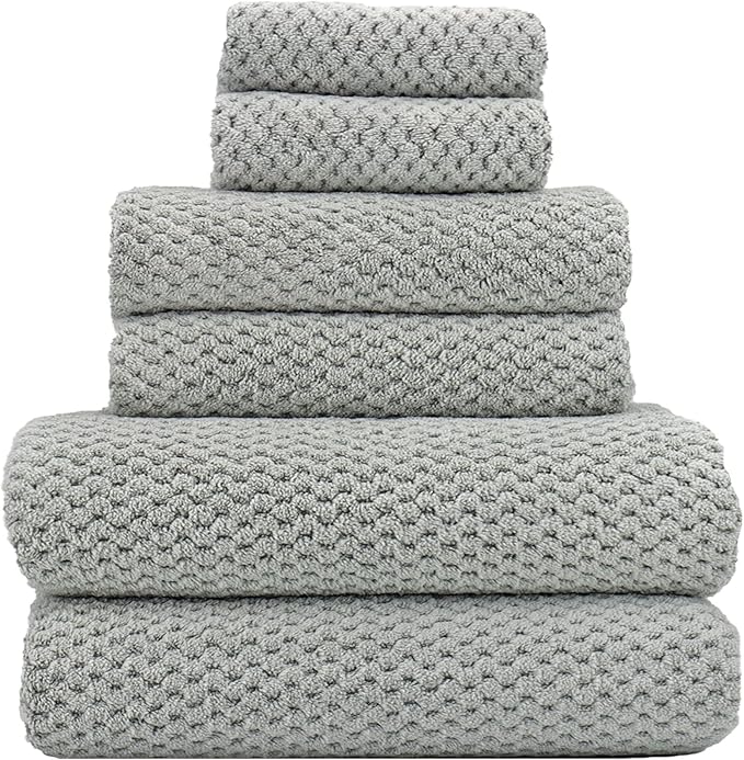 YTYC Towels,29x59 Inches Extra Large Bath Towels for Bathroom Super Soft Quick Dry Light Weight Waffle Microfiber Shower Towels 80% Polyester 20% Nylon (Grey,4 Piece)