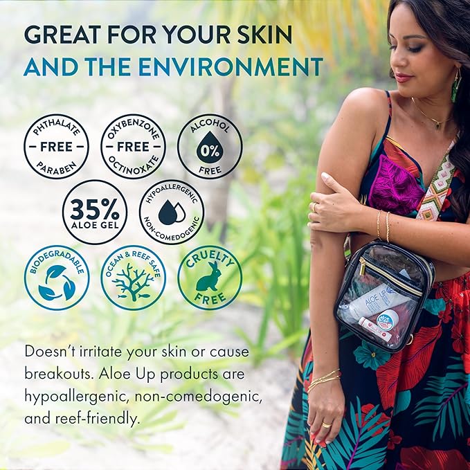 ALOE UP Spa Collection After Sun Light Moisturizer - Organic Hydrating After Sun Lotion With Aloe Vera Gel and Vitamin E - Reef Friendly - Mineral Oil Free - Peach-Apricot Fragrance - 4 Oz