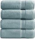 Springtree Home Luxury Bamboo Rayon Bath Towel Set of 4 | 35% Bamboo Rayon - 65% Cotton | Absorbent Quick-Dry Towels for Bathroom | Oeko-TEX Standard 100 Cotton | Aegean