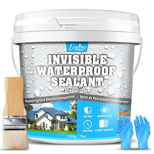 Waterproof Sealant - 70oz Water-Based Transparent Waterproof Coating, Invisible Water Proof Agent Indoor & Outdoor, Anti-Leakage Water Sealant for Roofs, Walls, Bathroom, Kitchen, Terraces, Garden