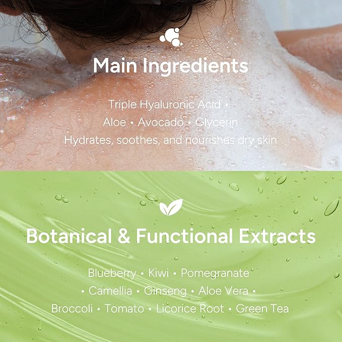 Korean Body Wash with Hyaluronic Acid & Aloe – Hydrating Moisturizing Cleanser for All Skin – Infused with Natural Extracts – Paraben & Silicone-Free – Woody Blackberry, 500ml / 16.9 fl oz