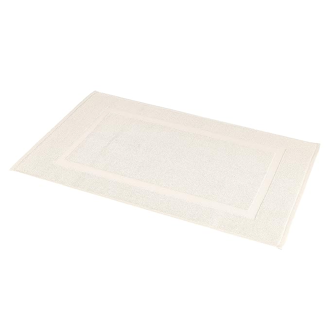 Amazon Basics Banded Bathroom Bath Rug Mat, Cream, 31" L x 20" W