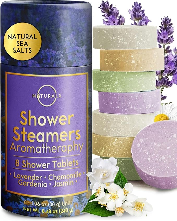 Shower Steamers Aromatherapy - Birthday Gifts for Women and Men - Shower Bombs Aromatherapy, Spa Day Essentials, Relaxation Spa Gifts - Self Care Stocking Stuffers (Lavender 8 Count)