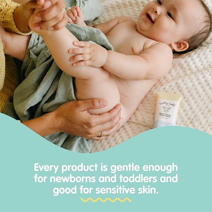 TUBBY TODD Baby Bundle Newborn Skin Care Set - Hypoallergenic Hair + Body Wash, All Over Ointment with Colloidal Oatmeal, Sweet Cheeks Diaper Paste - Lavender Rosemary, Full Size