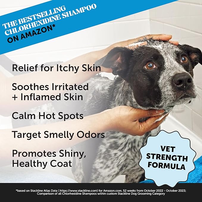Pet Honesty Chlorhexidine Cat & Dog Seasonal Itch Relief Shampoo, for Allergies, Itching, Skin and Coat Supplement, Helps Shedding, Hot Spots, Deodorizing Dog Shampoo & Grooming Supplies,16oz