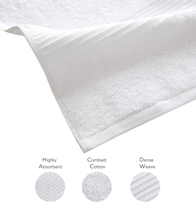 Luxury Oversized Bath Towels | Hotel Quality | Soft & Highly Absorbent |Quick Dry | 650 GSM Bath Sheets| Combed Cotton | Thick & FluffyBathroom Towels | White - 4 Pack