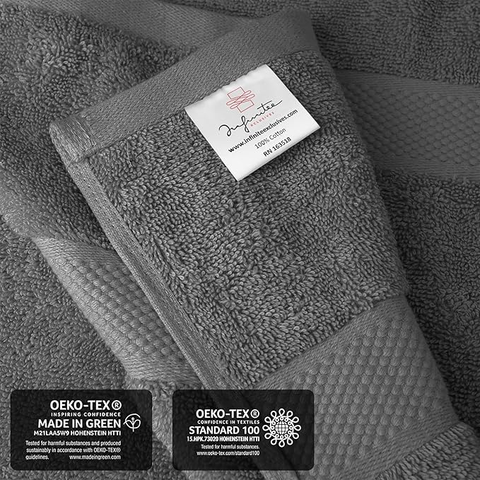 Infinitee Xclusives – Luxury Bath Sheets Towels – 1 Pack 600 GSM (35X70 Inches) – 100% Ring Spun Cotton Large Bath Towels for Bathroom (Shadow Grey, Bath Sheets - Pack 1)