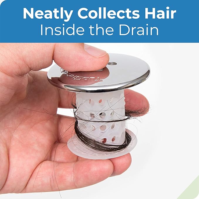TubShroom Bathtub Drain Protector and Hair Catcher - 2 Pack, Chrome - Fits 1.5" - 1.75" Bathtub and Shower Drains