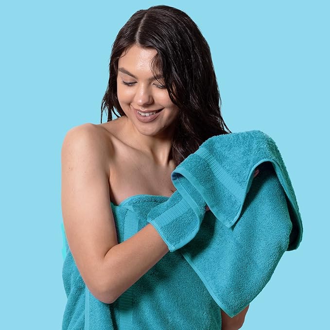 Chakir Turkish Linens | Hotel & Spa Quality 100% Cotton Premium Turkish Towels | Soft & Absorbent (6-Piece Hand Towels, Aqua)