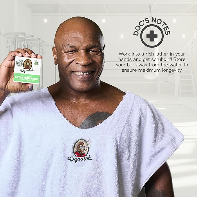 Dr. Squatch NEW Total Moisture Bar Soap for Men - No Added Fragrance Formulated for Sensitive Skin - Shea Butter, Mango Butter & Green Tea Butter (5 oz, 3-pack)